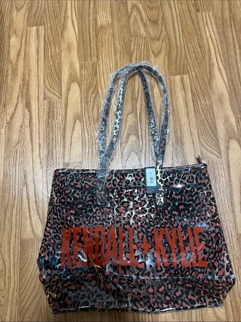 Givie !!!Kendall & Kylie Leopard Clear Tote Bag in Red/Black nwt